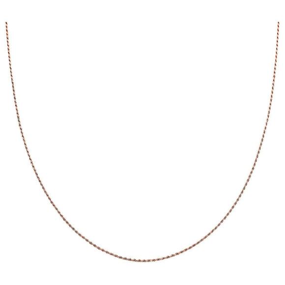 Italian 14K Rose Gold Over Sterling Rope Chain Necklace 22" 3.53 grams - Picture 3 of 5